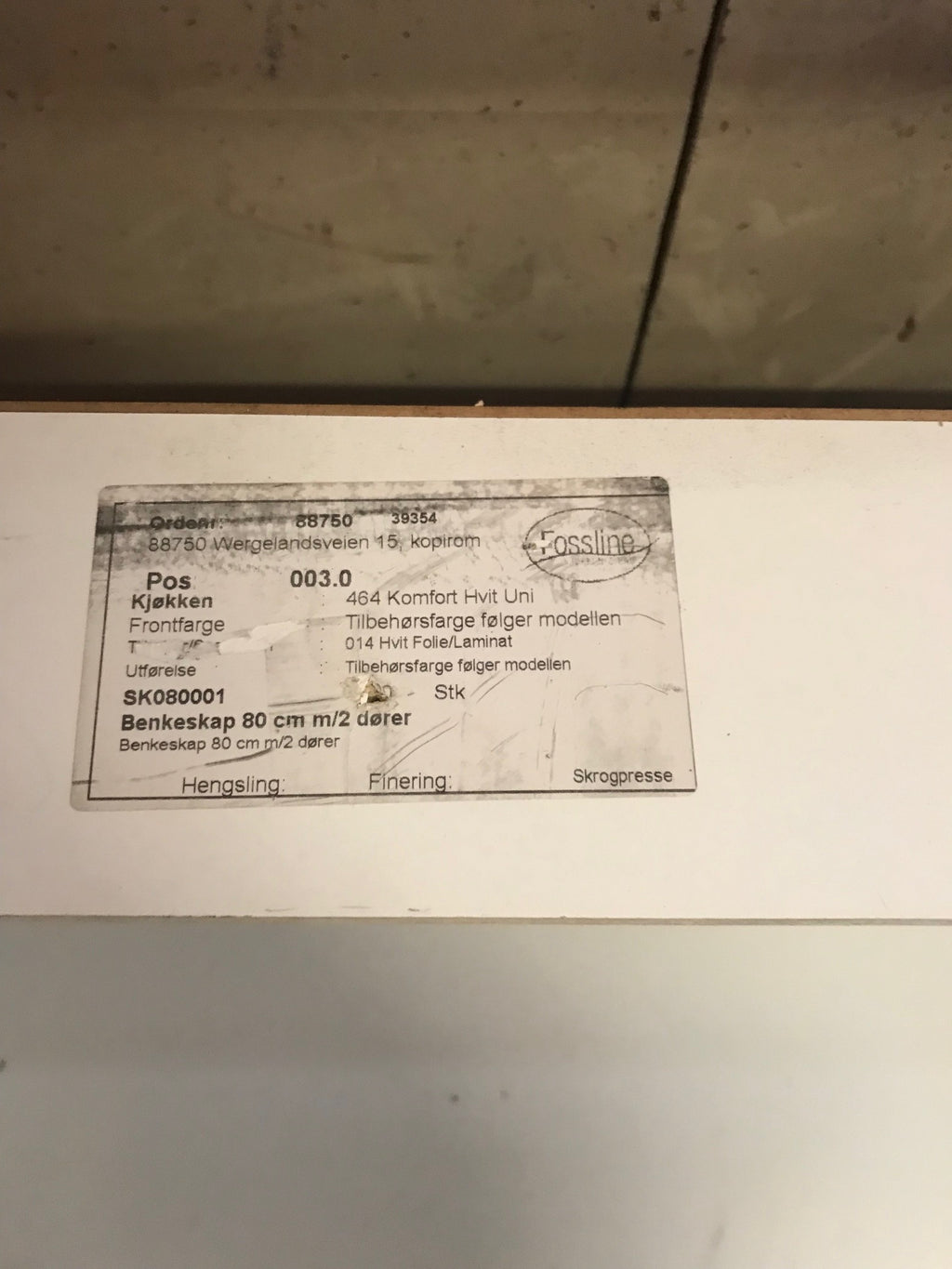 Fossline benkeskap – hvit, 40/60/80 cm (pris per skap)
