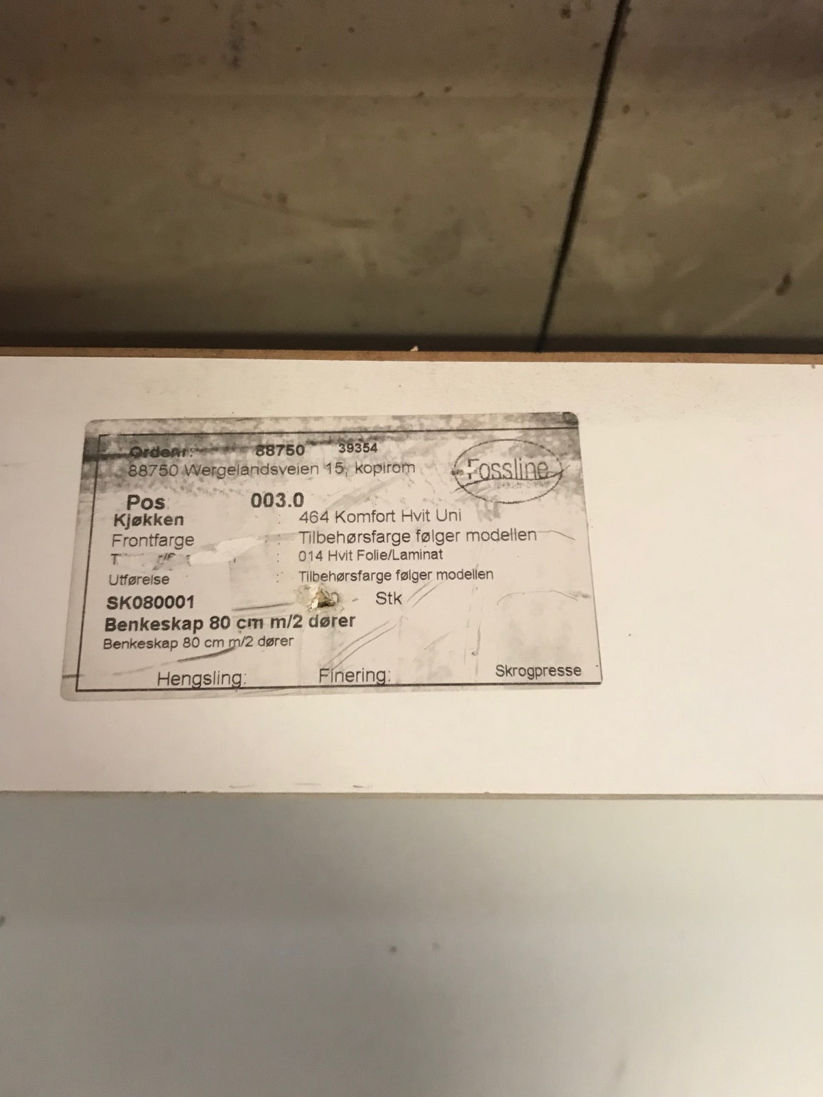 Fossline benkeskap – hvit, 40/60/80 cm (pris per skap)