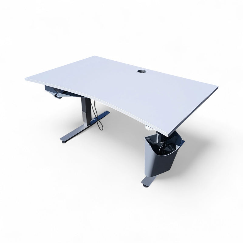 EFG elektrisk hev- og senkebord m/ magebue 140x80 cm, grå