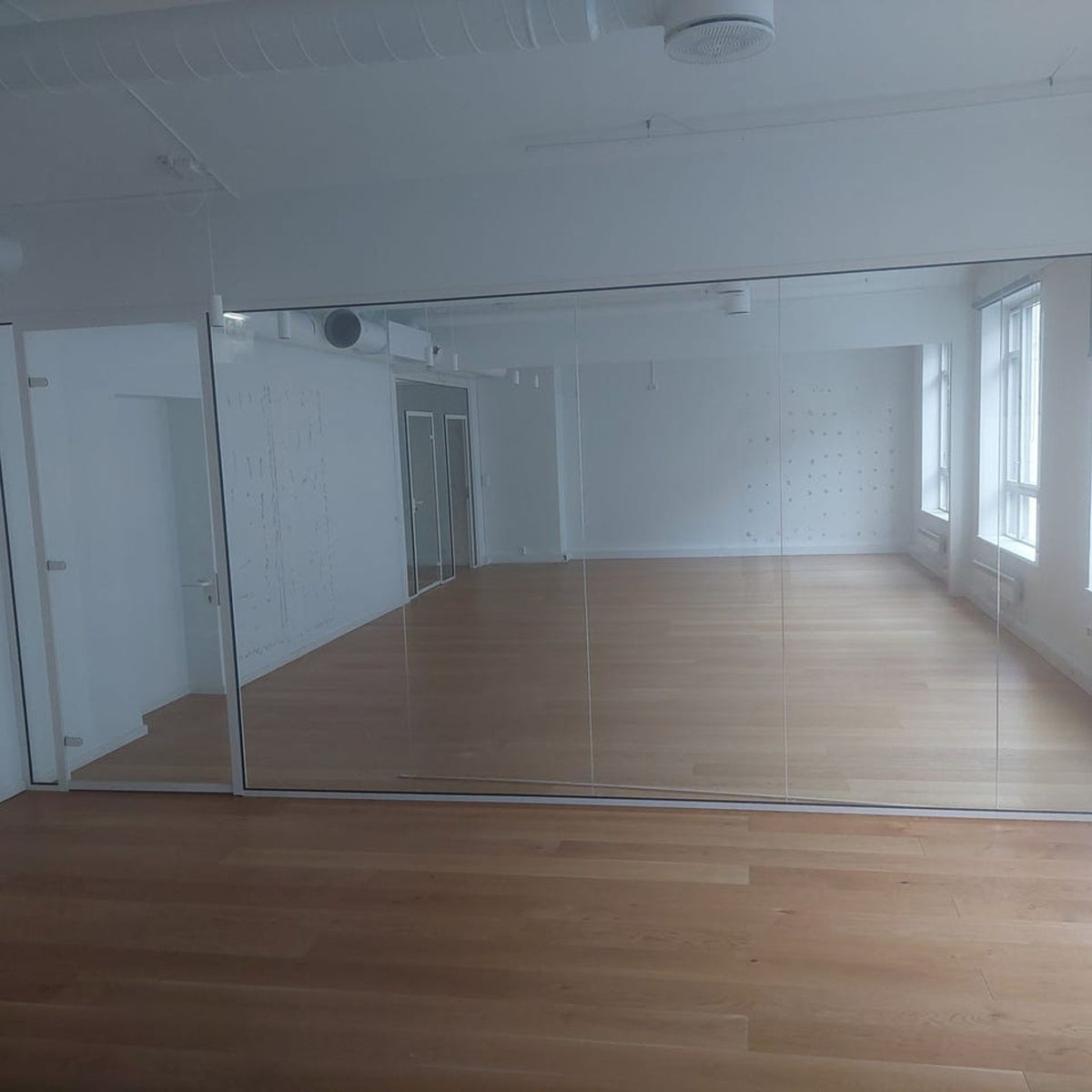Glassvegger med dør – 6 felt, 560 cm