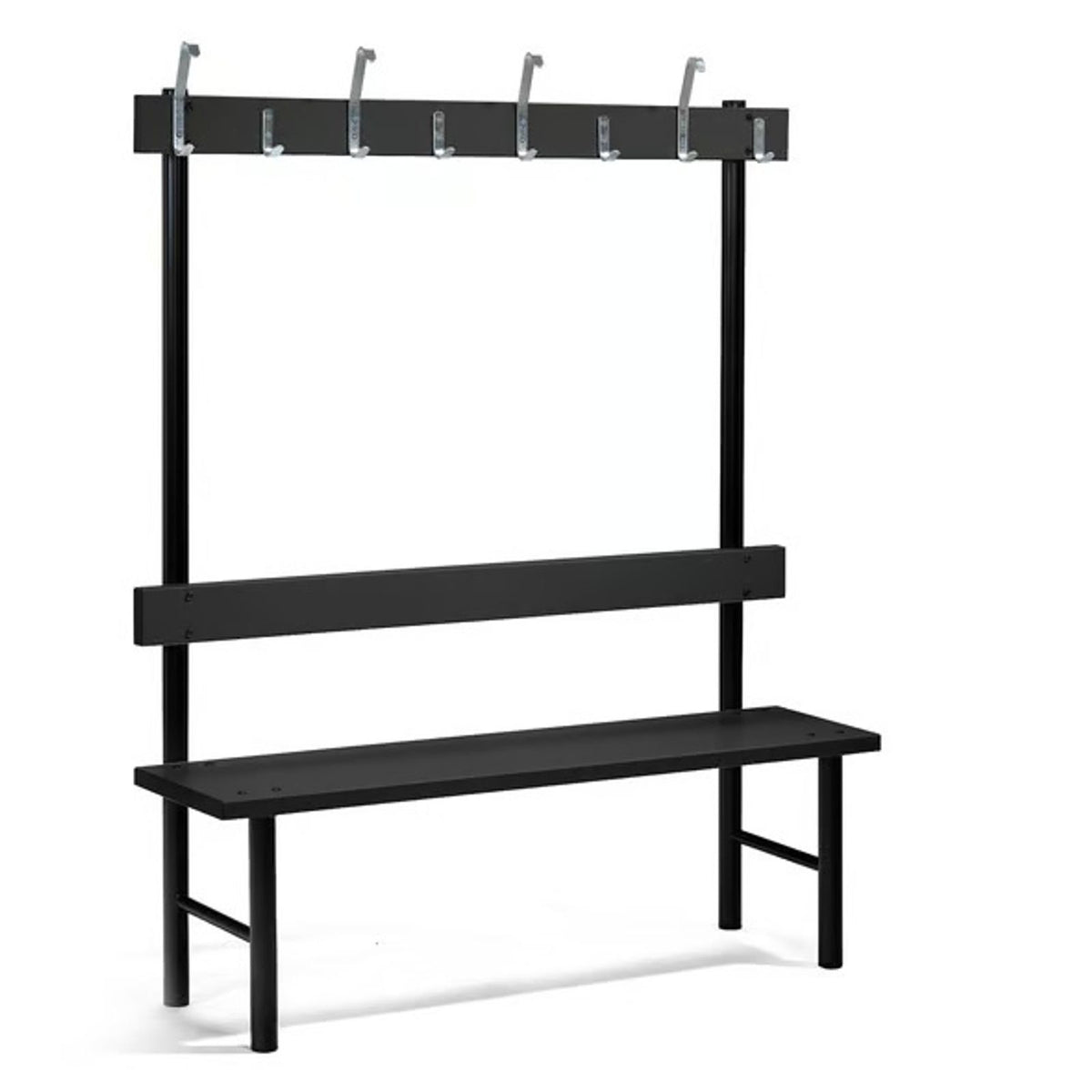 AJ Produkter STADIUM garderobebenk med knagger, svart – 150 cm enkel