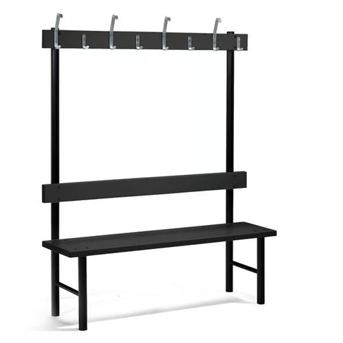 AJ Produkter STADIUM garderobebenk med knagger, svart – 150 cm enkel
