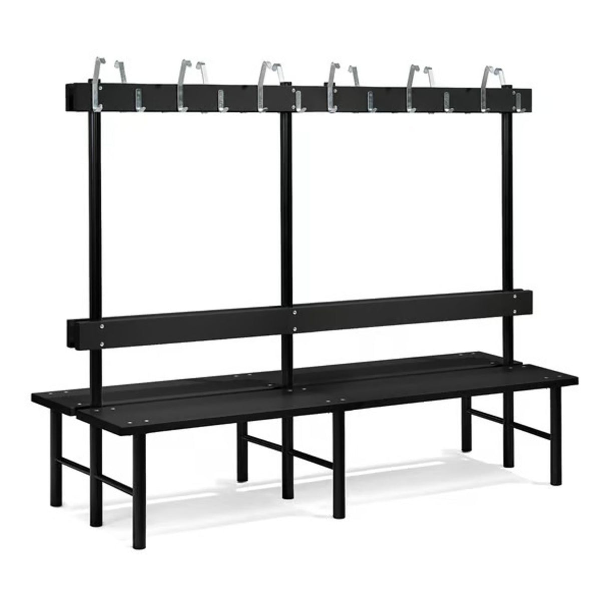 AJ Produkter STADIUM garderobebenk med knagger, svart – 200 cm dobbel